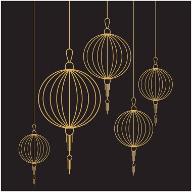 Lampion flat logo vector and symbol design template