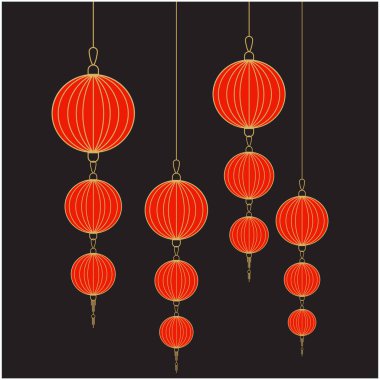 Lampion flat logo vector and symbol design template