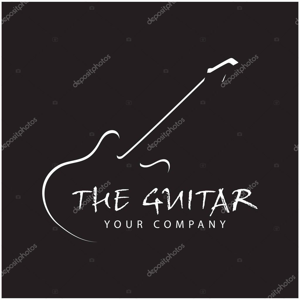 Guitar illustration logo design vector and symbol