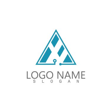Fütüristik üçgen zinciri logo tasarım ilham