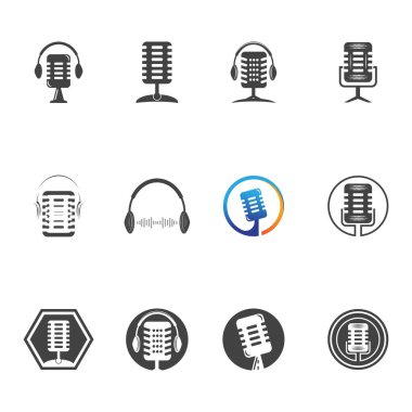 Eğlence Komedyeni veya Sing Logo tasarımı için Podcast Radyo Yayını için Mikrofon Mic Simgesi