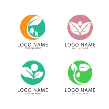 Yeşil yaprak logosu ekoloji doğa element vektör simgesi