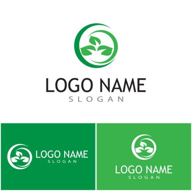 Yeşil ağaç yaprağı ekoloji doğa elementi vektörü logoları
