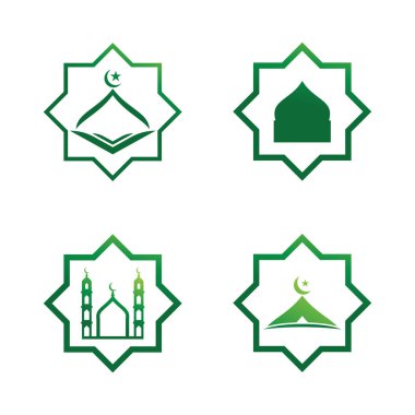Ramadhan kareem poster afişi İslami duvar kağıdı mousque logo düz tasarım vektörü