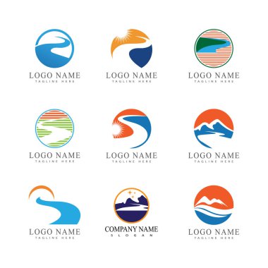 Nehir vektörü ikonu çizim logosu tasarımı