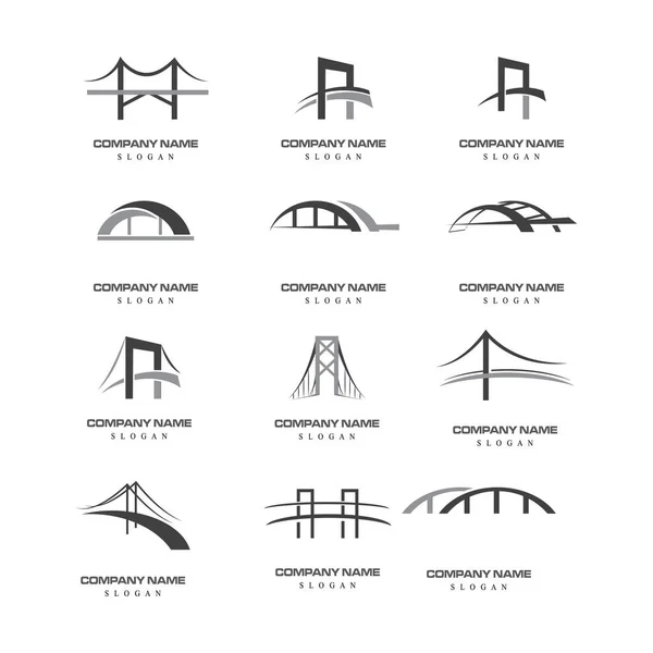 Projeto Ilustração Ícone Vetor Modelo Logotipo Ponte —  Vetores de Stock