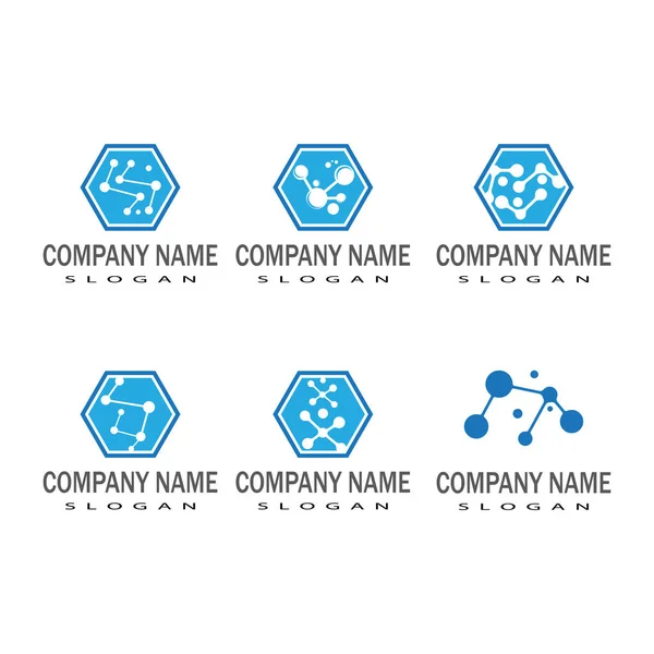 Molekül Logo Illüstrasyon Vektör Şablonu — Stok Vektör
