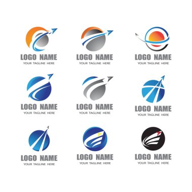 Kağıt düzlem logo vektör çizim şablonu