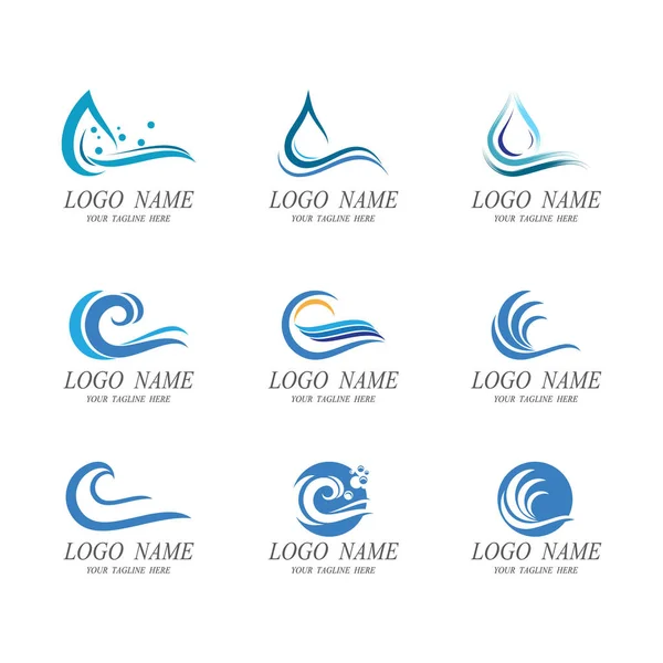 Водна Хвиля Логотип Вектор Символ Шаблон — стоковий вектор
