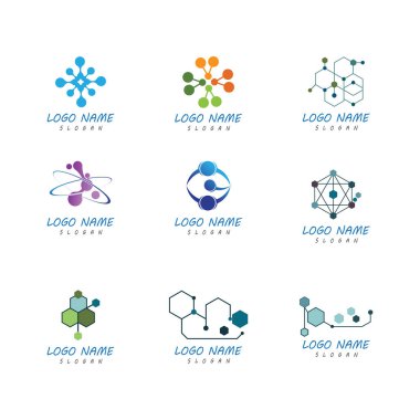 Molekül logo illüstrasyon vektör şablonu