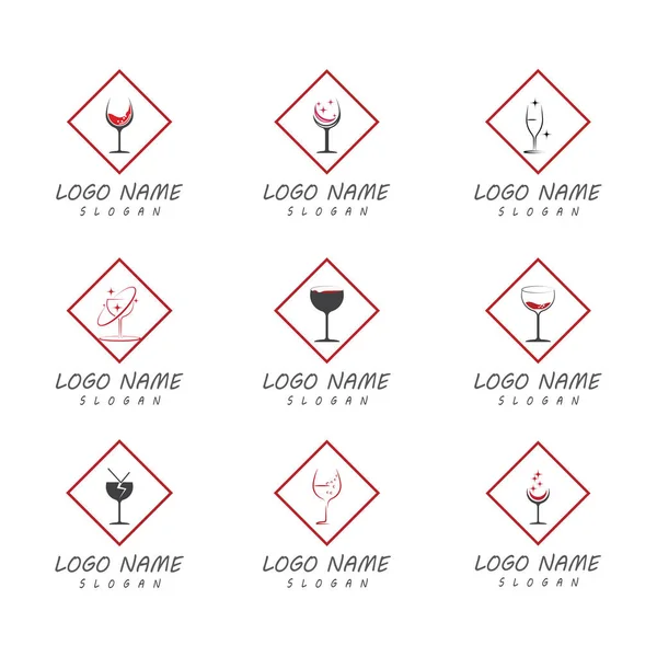 Wine Logo Templat Vektor Simbol Alam Stok Vektor