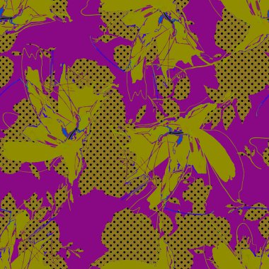 Farklı şekil ve dokulara sahip yaratıcı karalama sanatı deseni. Etnik renkli çiçek ve çizgi geometrik karalama dokusu.