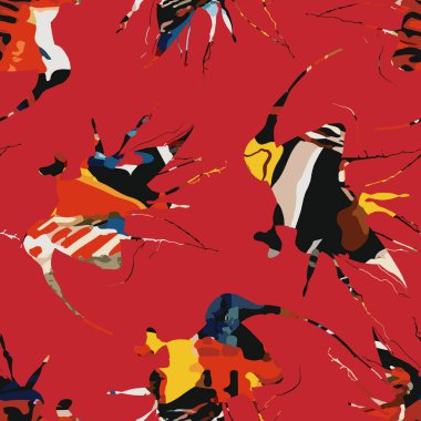 Karışık el çizgisi arkaplanı rengarenk kusursuz desen. Suluboya grunge dokusu tekstil dijital baskı tasarımı