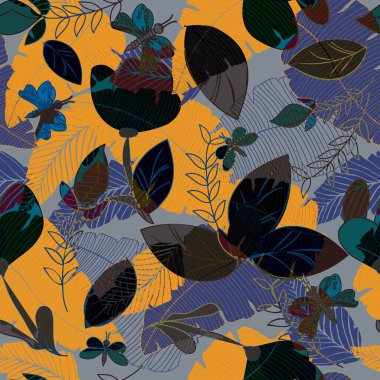 Kusursuz soyut desen. Tekstil kumaşları için soyut çiçek ve geometrik desen. Satış afişleri, posterler, etiketler ve hediye paketleme kağıtları için tasarım ögesi.