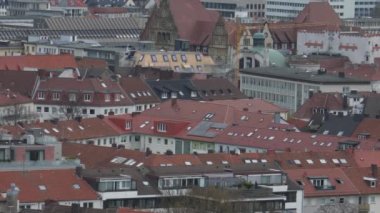Bielefeld, Almanya 'da şehir. Avrupa 'nın manzara manzarası yukarıdan. 