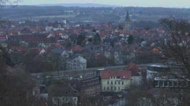 Bielefeld, Almanya 'da şehir. Avrupa 'nın manzara manzarası yukarıdan. 