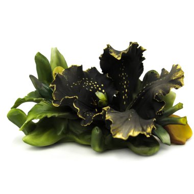 El yapımı siyah porselen çiçek. İtalyan porseleni. Yüksek kalite fotoğraf