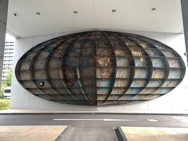 stock image Large Sculptural World Map Display in Urban Installation. High quality photo