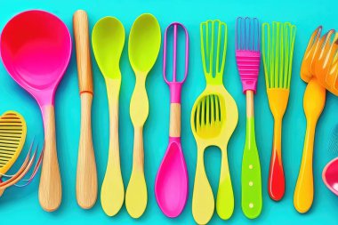 Yapay zekanın ürettiği renkli mutfak gereçleri