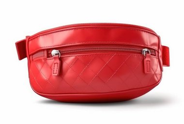 Kırmızı bel çantası beyaz arka planda izole edilmiş.