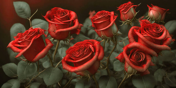 Background of red roses close up for greeting card or design