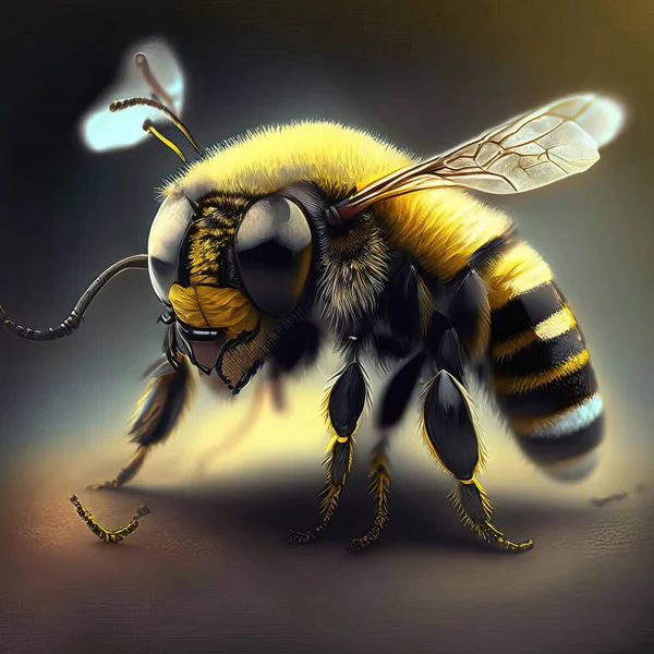 Пчела Собирает Нектар Крупным Планом Макрофото — стоковое фото