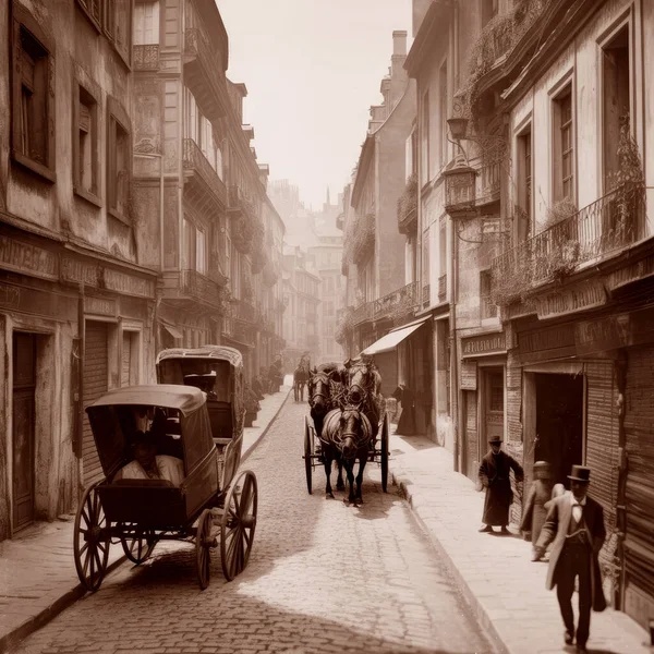 Стара Фотографія Французької Вулиці 1900 Року Фото Сімейного Альбому — стокове фото