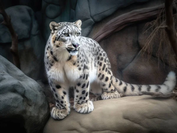 Der Schneeleopard Irbis Panthera Uncia Ist Eine Großkatze Die Die — Stockfoto