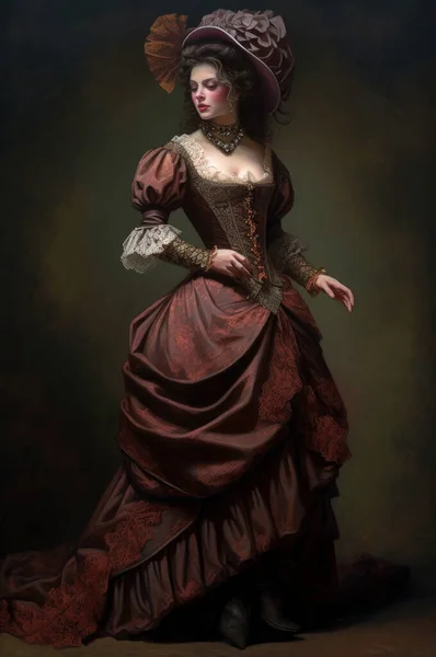 Mujer Vestida Moda Rococó 1700 Generativa — Foto de Stock