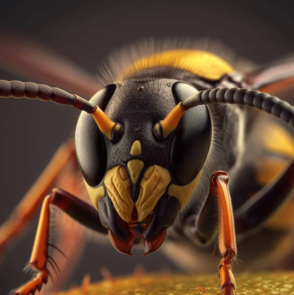 Super Macro Portrait Wasp Large Depth Field Lot Details Wasp — Stock Photo, Image