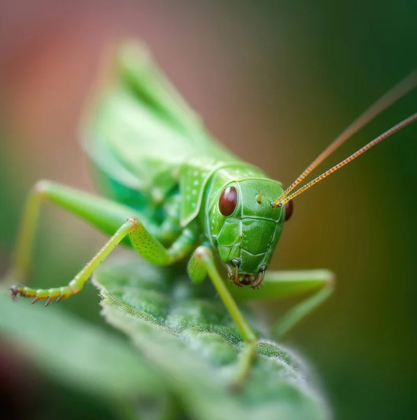Makro Green Grasshopper Maksymalna Głębokość Pola — Zdjęcie stockowe