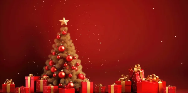 크리스마스 트리와 크리스마스 크리스마스 깃발이나 인사말 디자인 — 스톡 사진