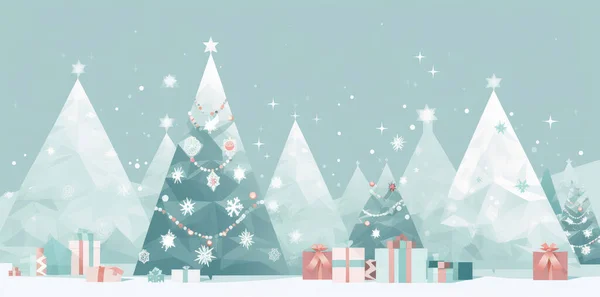 Choinka Prezenty Świąteczne Baner Świąteczny Lub Projekt Kartki Okolicznościowej — Zdjęcie stockowe
