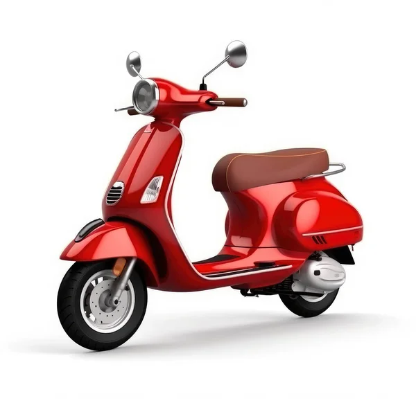 Red Electric Scooter Isolerad Vit Bakgrund — Stockfoto