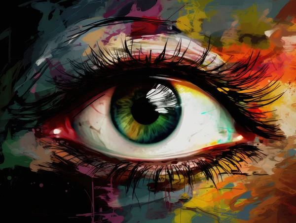 Artistic Abstract Eye Digital Painting Close View — Φωτογραφία Αρχείου