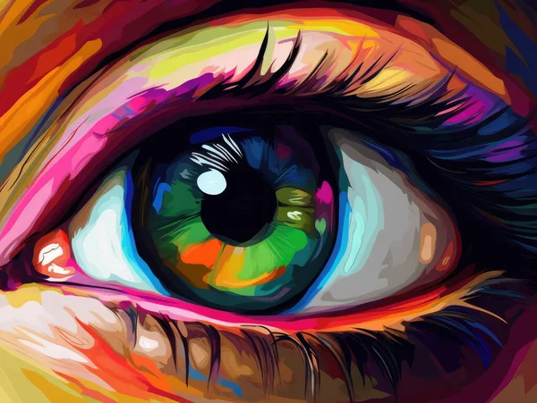 Artistic Abstract Eye Digital Painting Close View — Stock Photo, Image