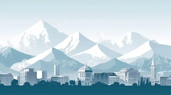 Ilustración Ciudad Almaty Kazajstán Fondo Blanco Claro —  Fotos de Stock