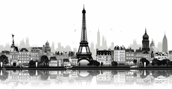 Ilustración Ciudad París Francia Fondo Blanco Claro —  Fotos de Stock