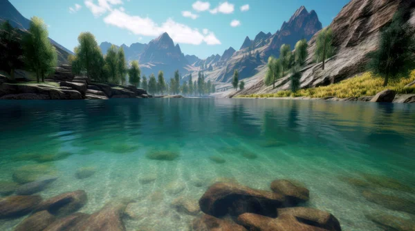 stock image Mountain lake with crystal clear water among the mountains