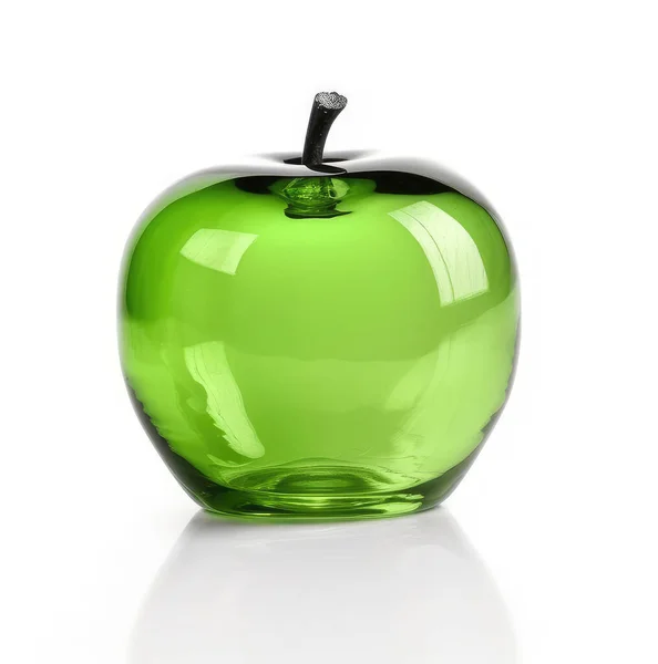 Green Glass Apple White Background — Stock Photo, Image
