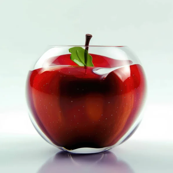 Natuurlijke Appel Een Glazen Bol Vorm Van Een Appel Witte — Stockfoto
