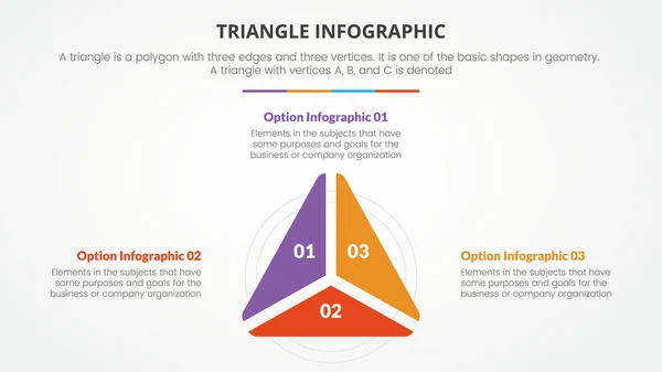 Infografisches Dreieckskonzept Für Diapräsentation Mit Punkte Liste Und Dreieck Der — Stockvektor