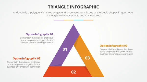 Infografisches Dreieckskonzept Für Diapräsentation Mit Punkte Liste Mit Flacher Vektorillustration — Stockvektor