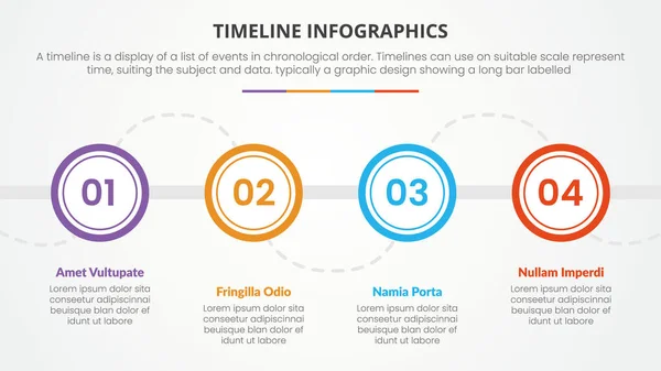 Timeline Infographic Concept Circle Number Label Slide Presentation Point List Ilustração De Stock