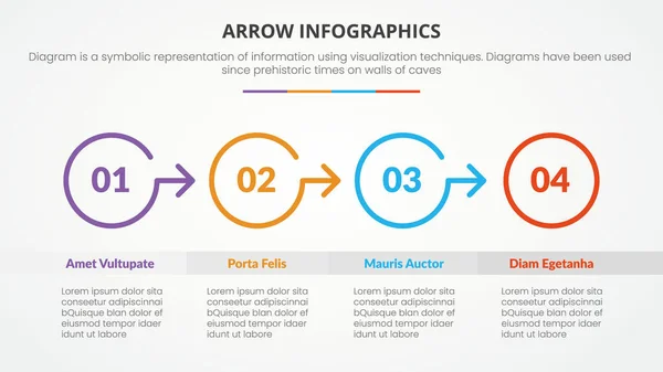 Arrow Shape Infographic Concept Circle Direction Slide Presentation Point List Ilustrações De Stock Royalty-Free