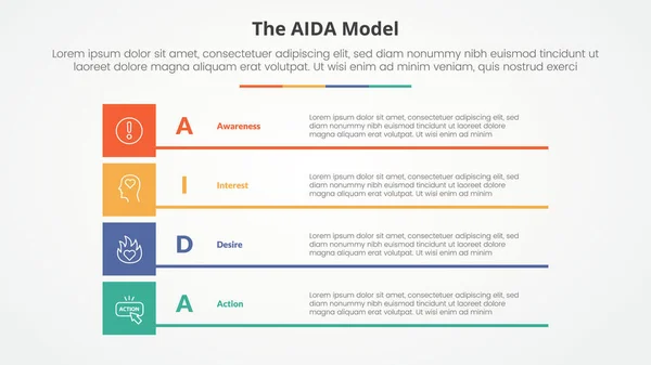 Modelo Marketing Aida Conceito Infográfico Para Apresentação Slides Com Pilha Vetor De Stock