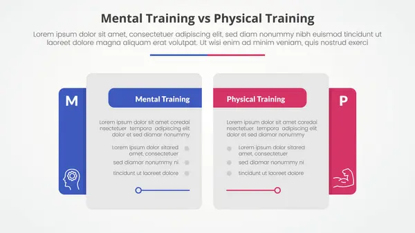 stock vector mental vs physical training comparison opposite infographic concept for slide presentation with creative big table side with flat style vector