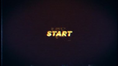 Retro Efekt ve Arıza Arkaplanı ile Başlat Metni