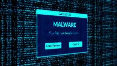 MALWARE Uyarı ve sistem dosyaları konsepti için ikili kod arka planı ile ödeme kontrol.