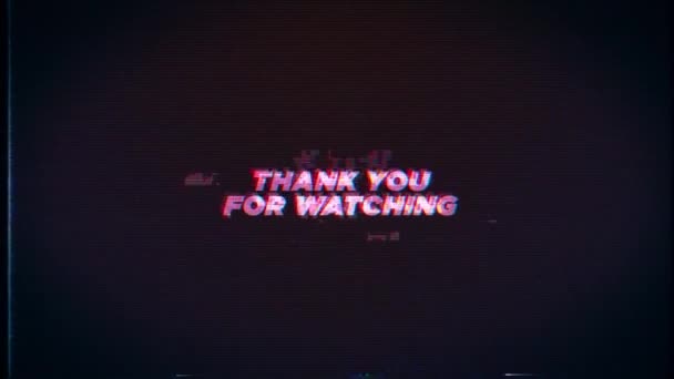 Danke Für Watching Text Mit Retro Effekt Und Glitch Hintergrund — Stockvideo